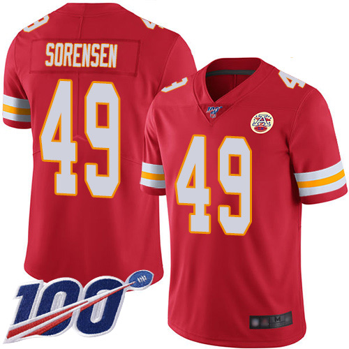 Men Kansas City Chiefs 49 Sorensen Daniel Red Team Color Vapor Untouchable Limited Player 100th Season Nike NFL Jersey